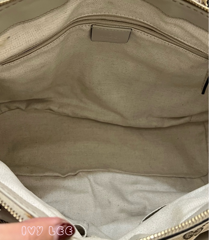 Gucci 烏木色 緹花帆布 白色牛皮飾邊 兩用包 247902 斜背包 肩背手提 正品 二手精品-6