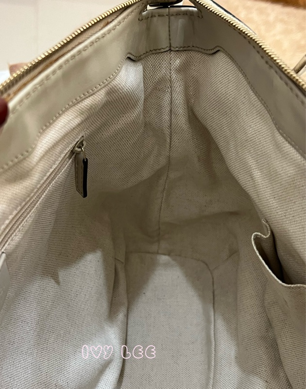 Gucci 烏木色 緹花帆布 白色牛皮飾邊 兩用包 247902 斜背包 肩背手提 正品 二手精品-7