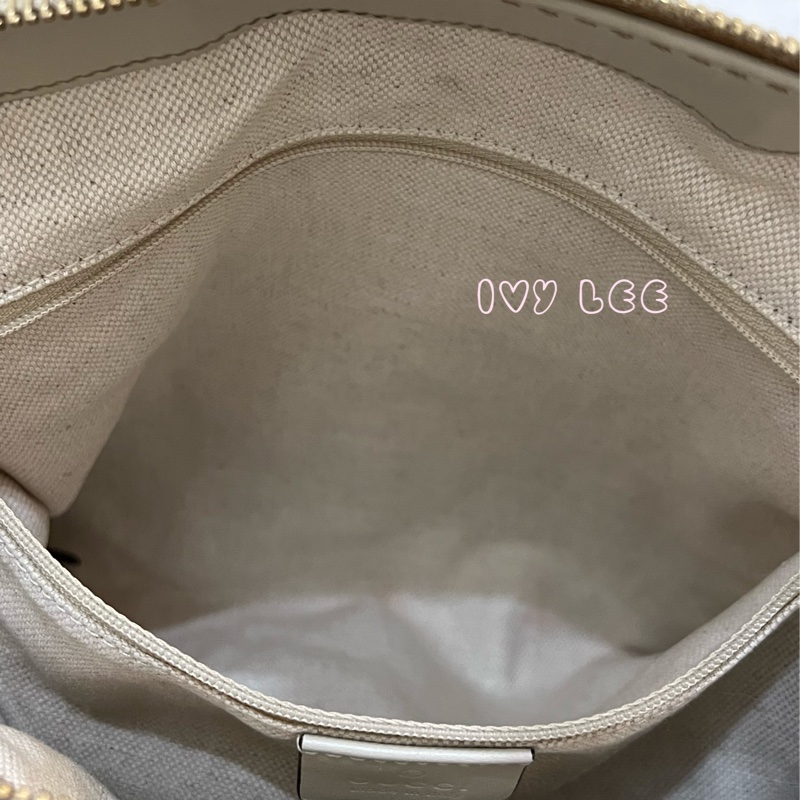 Gucci 烏木色 緹花帆布 白色牛皮飾邊 兩用包 247902 斜背包 肩背手提 正品 二手精品-9