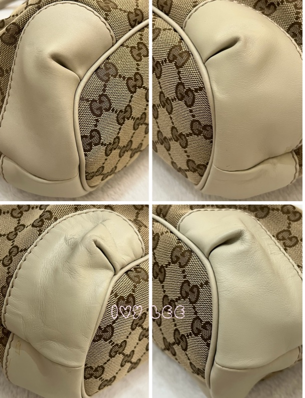 Gucci 烏木色 緹花帆布 白色牛皮飾邊 兩用包 247902 斜背包 肩背手提 正品 二手精品-14