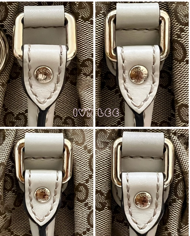 Gucci 烏木色 緹花帆布 白色牛皮飾邊 兩用包 247902 斜背包 肩背手提 正品 二手精品-18