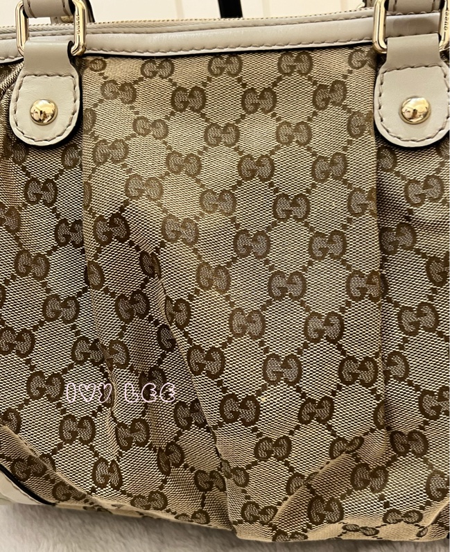 Gucci 烏木色 緹花帆布 白色牛皮飾邊 兩用包 247902 斜背包 肩背手提 正品 二手精品-24