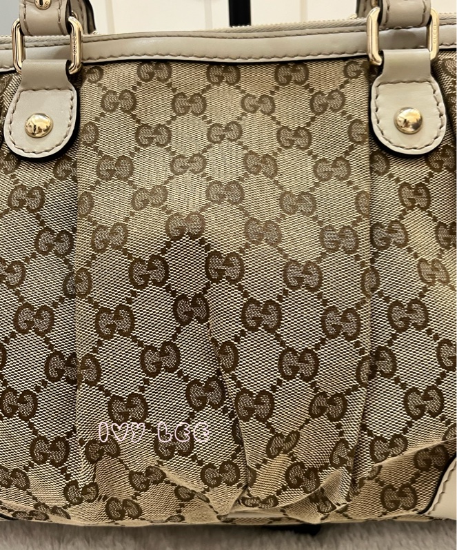 Gucci 烏木色 緹花帆布 白色牛皮飾邊 兩用包 247902 斜背包 肩背手提 正品 二手精品-27