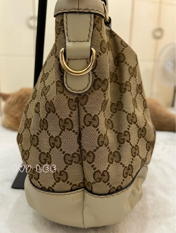 Gucci 烏木色 緹花帆布 白色牛皮飾邊 兩用包 247902 斜背包 肩背手提 正品 二手精品-30