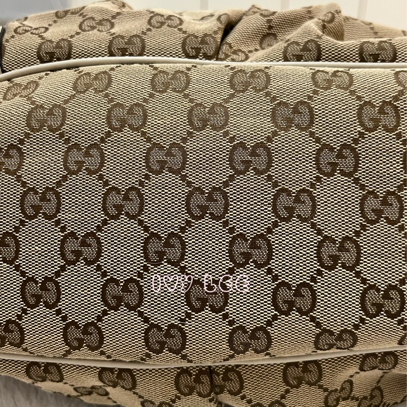 Gucci 烏木色 緹花帆布 白色牛皮飾邊 兩用包 247902 斜背包 肩背手提 正品 二手精品-32