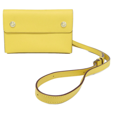 愛馬仕 B 字壓紋 Epsom 皮革 Nap to Go 皮夾單肩包，淺黃色，女士款