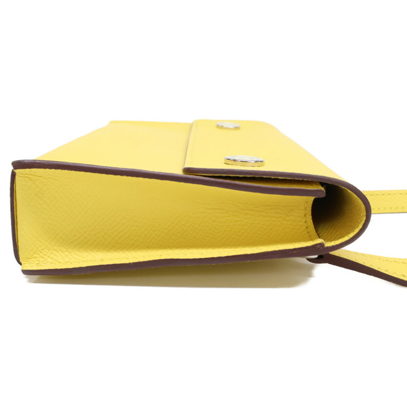 愛馬仕 B 字壓紋 Epsom 皮革 Nap to Go 皮夾單肩包,淺黃色,女士款-1