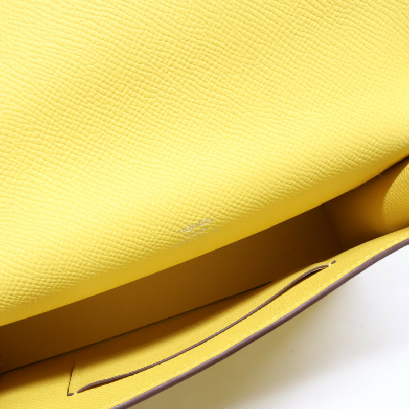 愛馬仕 B 字壓紋 Epsom 皮革 Nap to Go 皮夾單肩包,淺黃色,女士款-6