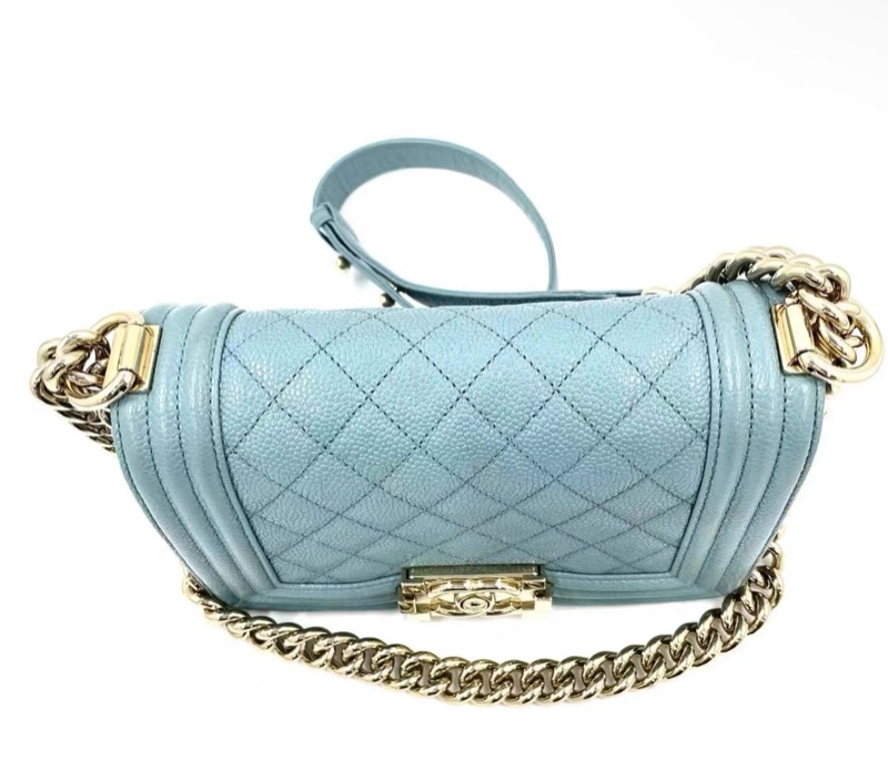 CHANEL香奈兒 Leboy 20P小號29開 小號藍色荔枝牛皮p-2