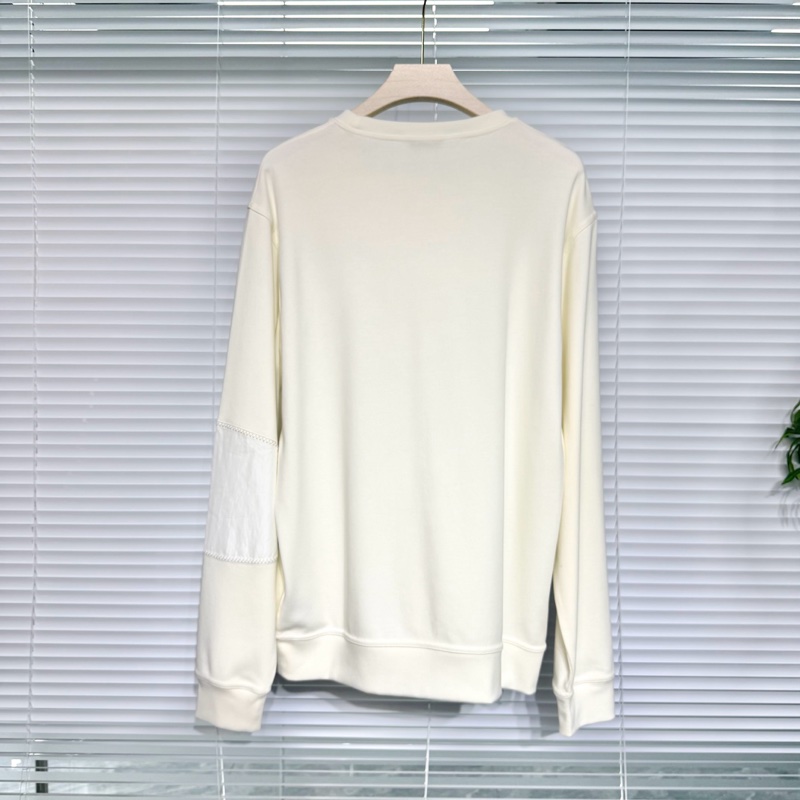 【全新原吊牌】 Hermès 愛馬仕 衛衣 L碼 尼龍拼接 莫康棉 螺紋領口 米白色-1