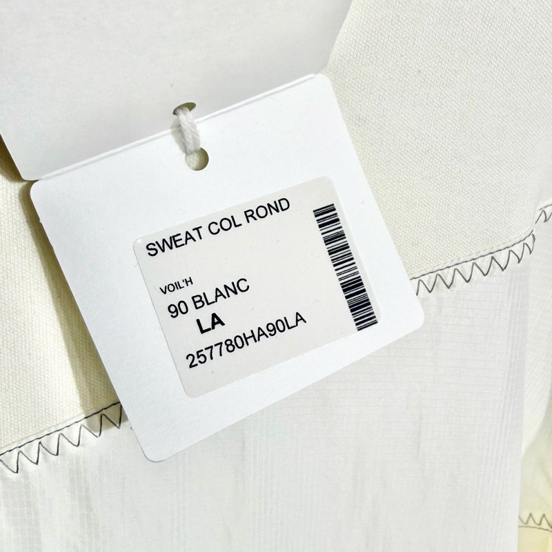 【全新原吊牌】 Hermès 愛馬仕 衛衣 L碼 尼龍拼接 莫康棉 螺紋領口 米白色-3