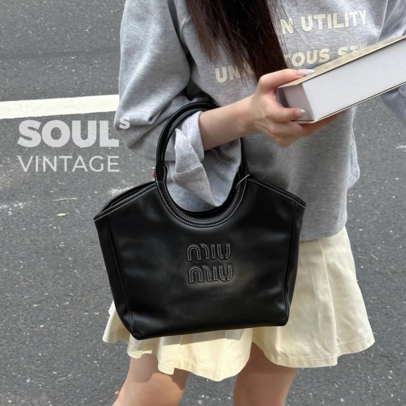 🈶購證 #網美爆款 Miumiu ivy菜籃子小托特斜挎包 外縫線 全牛皮🔥-2
