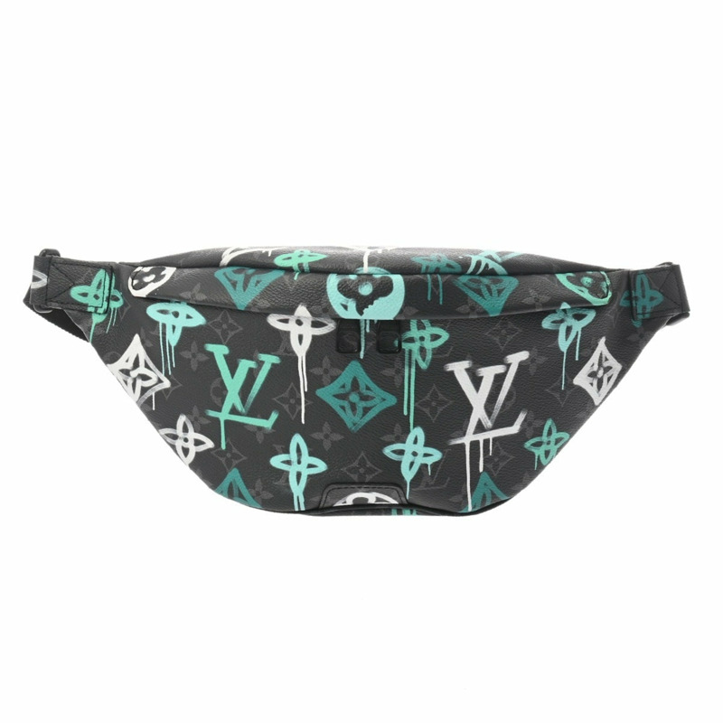 路易威登 (LOUIS VUITTON) Monogram Eclipse Discovery 男士腰包 PM 黑色 M21397 帆布包 A 級二手 Ginzo-1