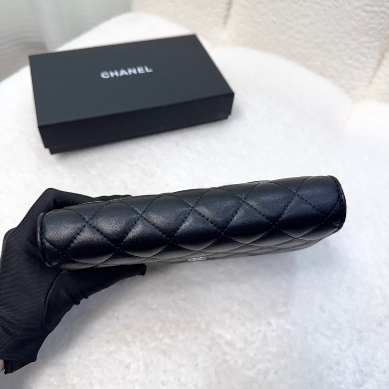 Chanel 香奈兒 CHANEL黑色羊皮 WOC鏈包經典菱 銀釦 鏈條包 AP0250-7