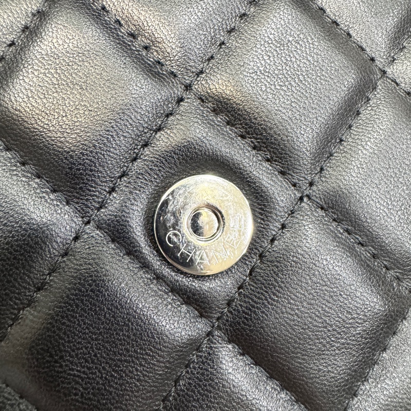 Chanel 香奈兒 CHANEL黑色羊皮 WOC鏈包經典菱 銀釦 鏈條包 AP0250-16