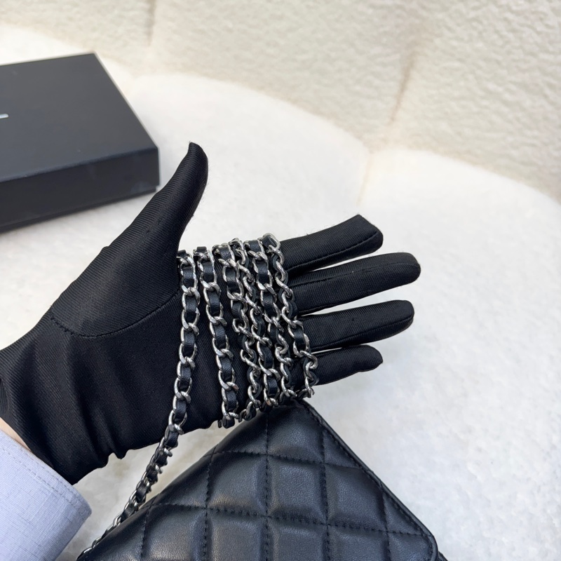 Chanel 香奈兒 CHANEL黑色羊皮 WOC鏈包經典菱 銀釦 鏈條包 AP0250-20