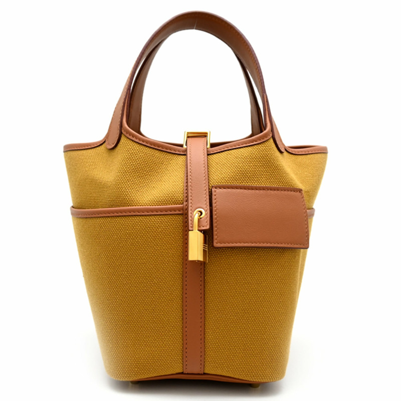 愛馬仕 Picotin Lock PM Cargo Bag,W 印記,2024 年款,金色五金,女士手提包,Swift 皮革,芝麻色(黃米色)-0