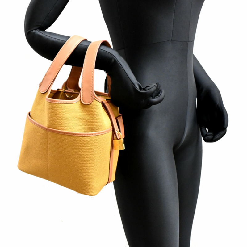 愛馬仕 Picotin Lock PM Cargo Bag,W 印記,2024 年款,金色五金,女士手提包,Swift 皮革,芝麻色(黃米色)-8