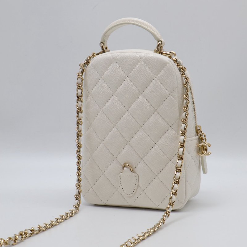 CHANEL 粒面牛皮迷你後背包 - 白金-3