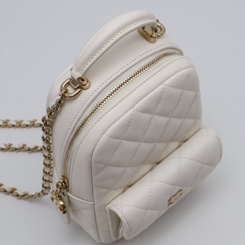 CHANEL 粒面牛皮迷你後背包 - 白金-4