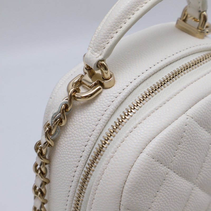 CHANEL 粒面牛皮迷你後背包 - 白金-5