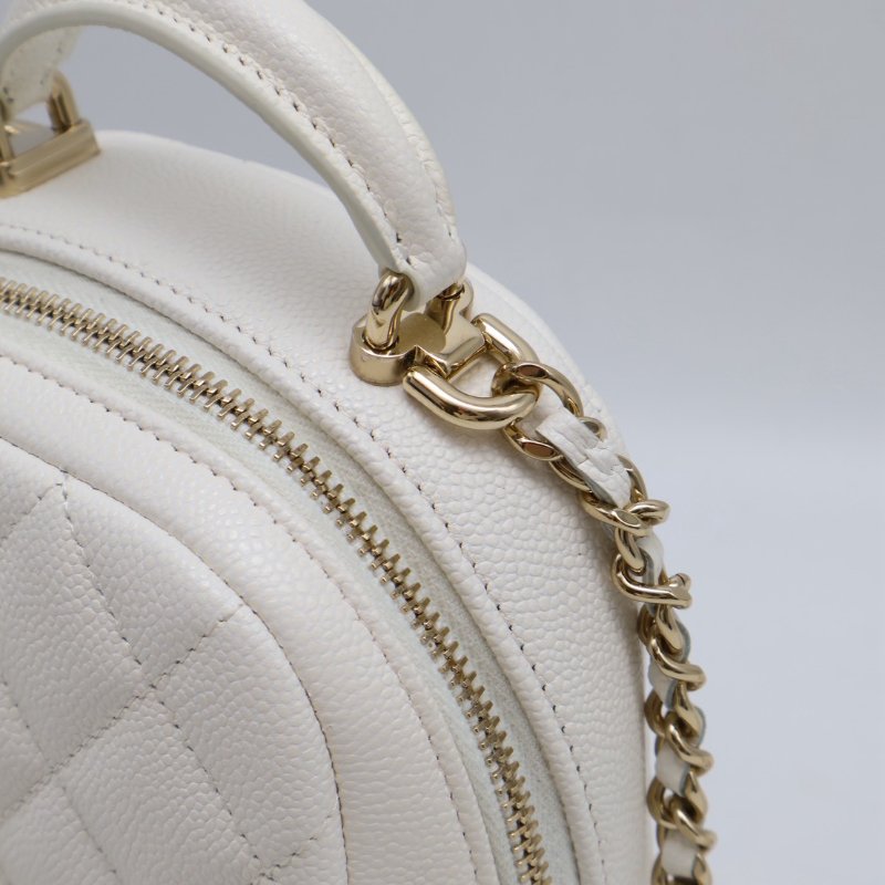 CHANEL 粒面牛皮迷你後背包 - 白金-6