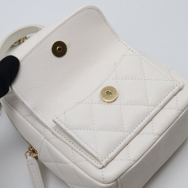 CHANEL 粒面牛皮迷你後背包 - 白金-10