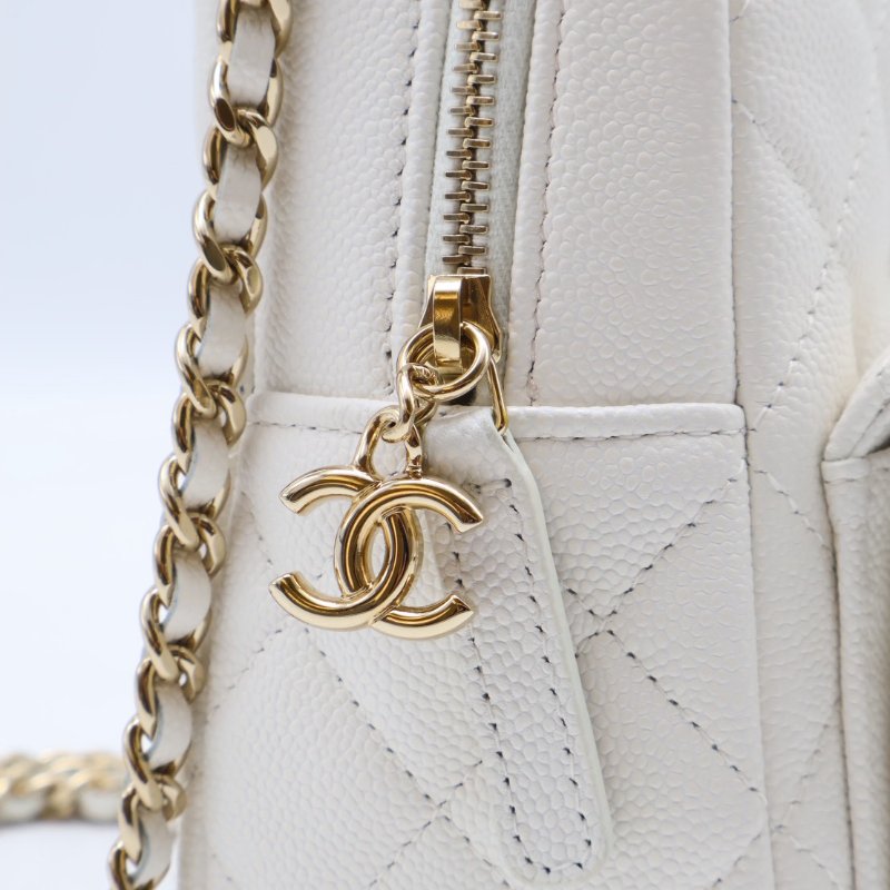 CHANEL 粒面牛皮迷你後背包 - 白金-14