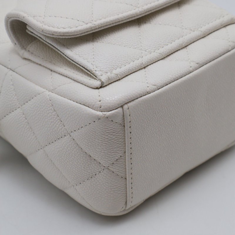 CHANEL 粒面牛皮迷你後背包 - 白金-18