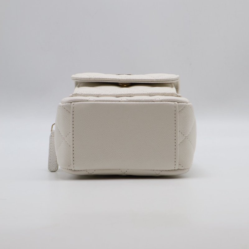 CHANEL 粒面牛皮迷你後背包 - 白金-22