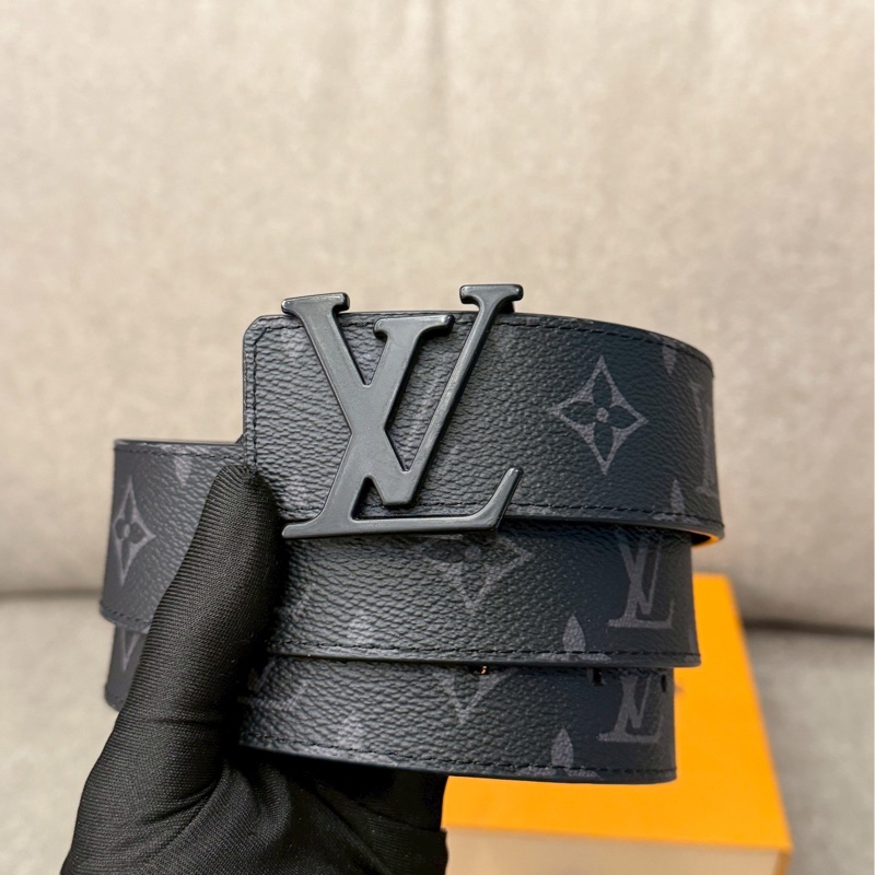 LV黑老花皮帶-1