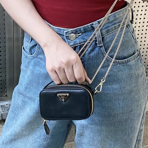 絕美小包😍全配🆕Prada普拉達黑金鏈條斜挎包小廢包