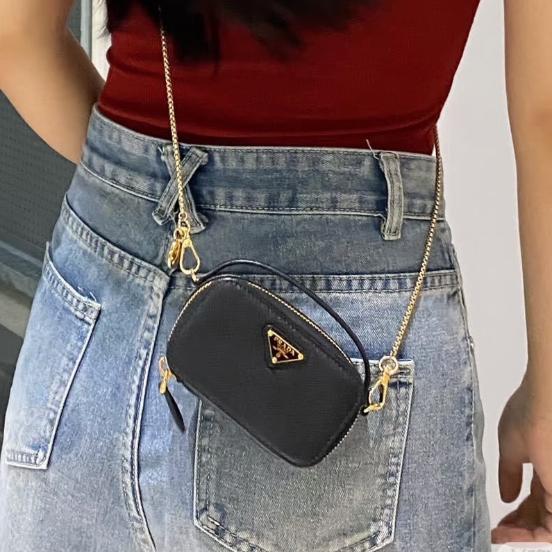 絕美小包😍全配🆕Prada普拉達黑金鏈條斜挎包小廢包-1