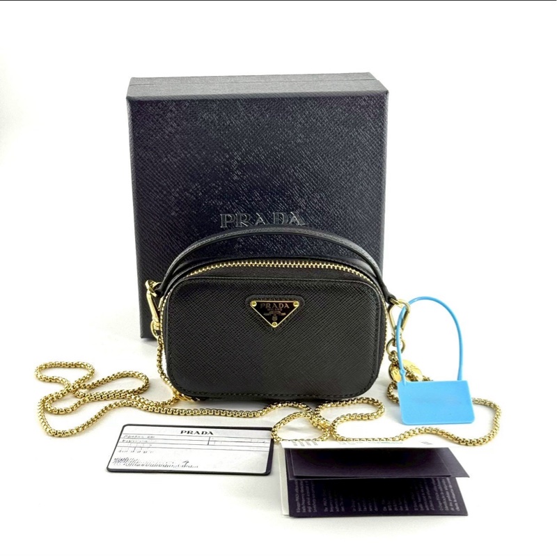 絕美小包😍全配🆕Prada普拉達黑金鏈條斜挎包小廢包-5