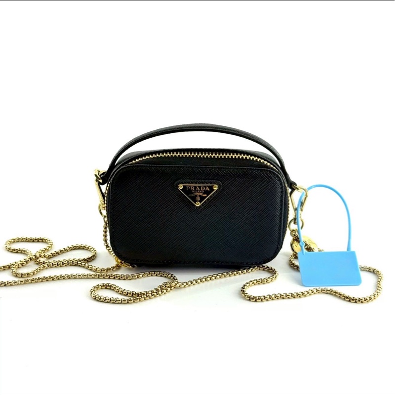 絕美小包😍全配🆕Prada普拉達黑金鏈條斜挎包小廢包-6