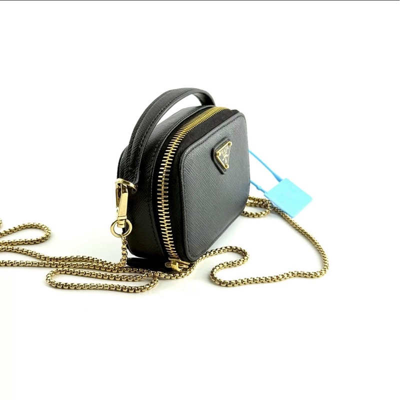 絕美小包😍全配🆕Prada普拉達黑金鏈條斜挎包小廢包-7