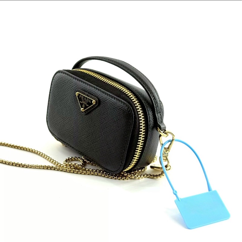 絕美小包😍全配🆕Prada普拉達黑金鏈條斜挎包小廢包-9