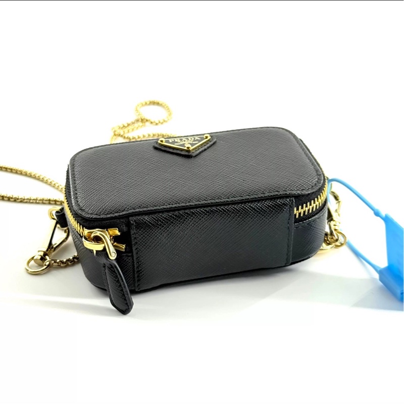 絕美小包😍全配🆕Prada普拉達黑金鏈條斜挎包小廢包-10