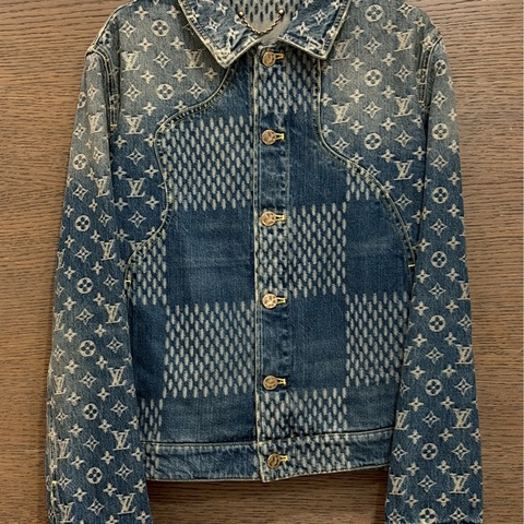 LV nigo藍色拼接牛仔外套