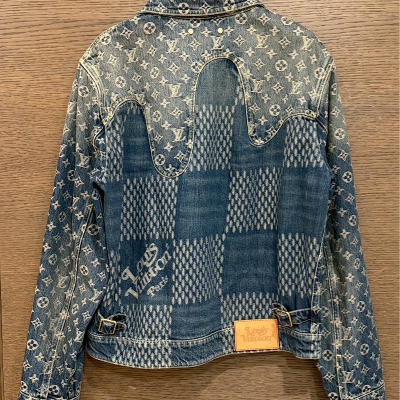 LV nigo藍色拼接牛仔外套-5