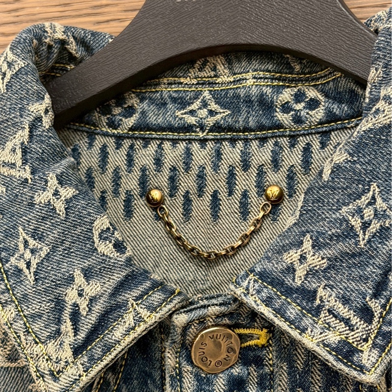 LV nigo藍色拼接牛仔外套-6