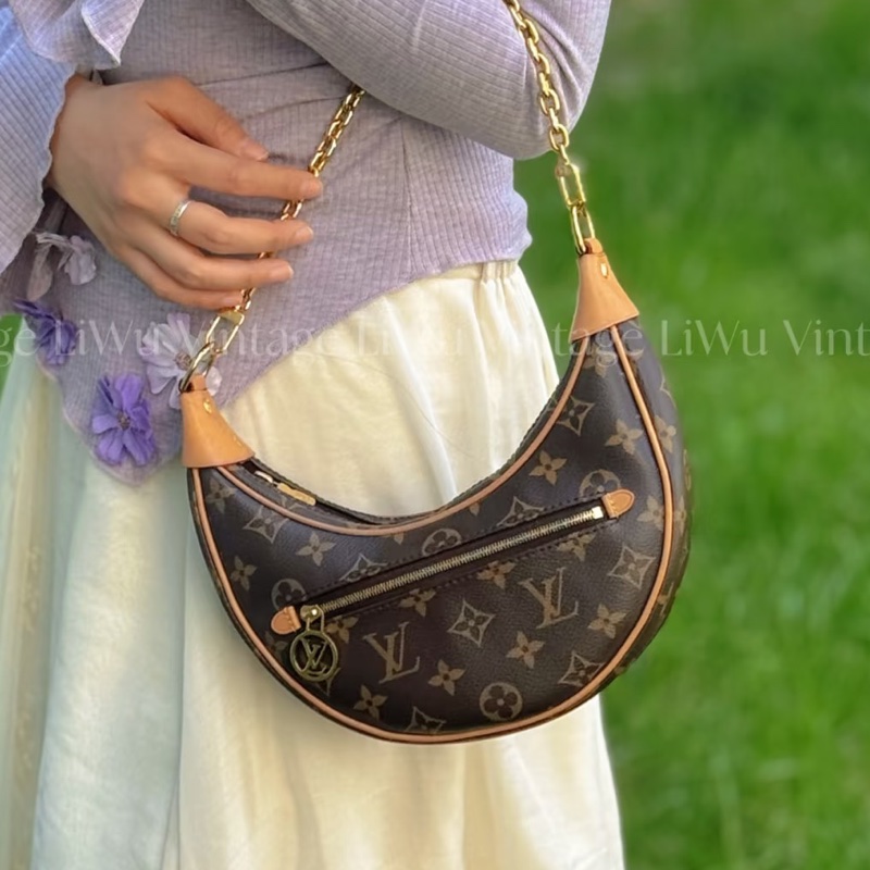 低價限量釋出😍Lv路易威登老花loop芯片款月亮包單肩包腋下包-1