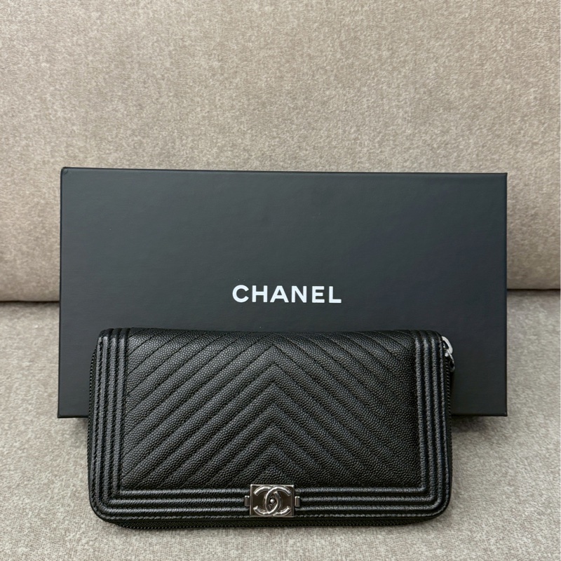 香奈兒荔枝皮BOY長夾-0