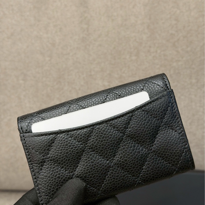 香奈兒黑銀荔枝皮卡包-2