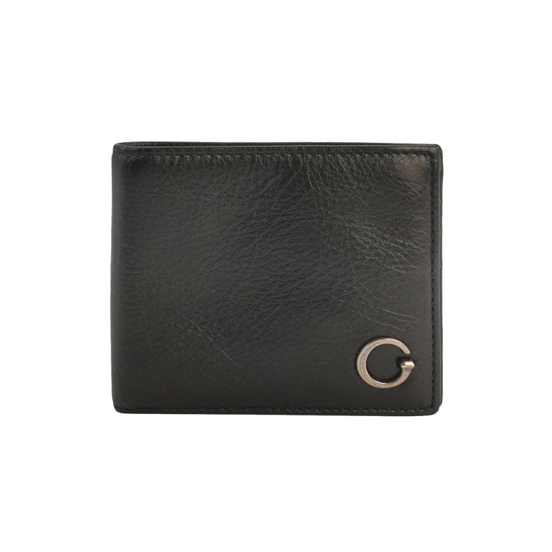 Gucci牛皮純色G字logo對折錢包-0