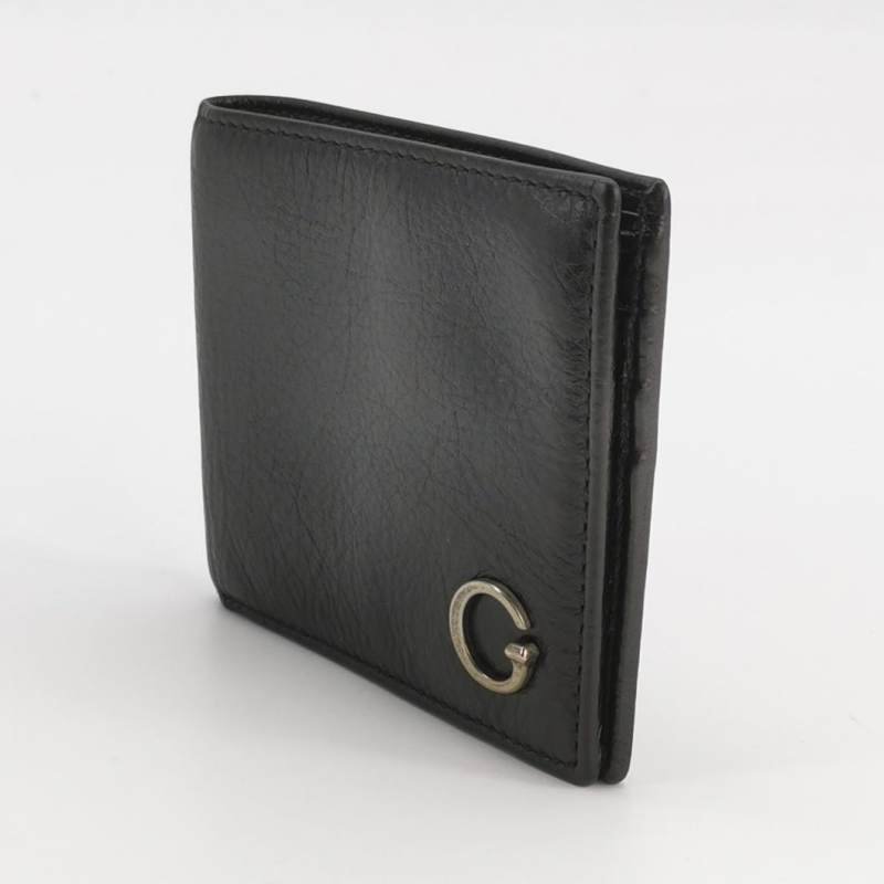 Gucci牛皮純色G字logo對折錢包-1