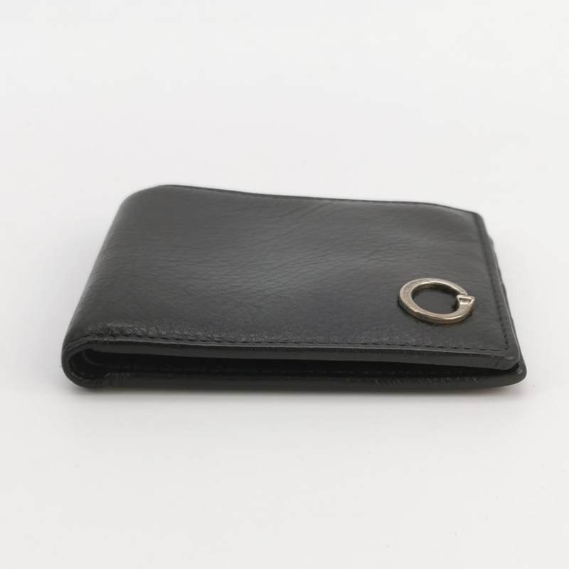 Gucci牛皮純色G字logo對折錢包-4