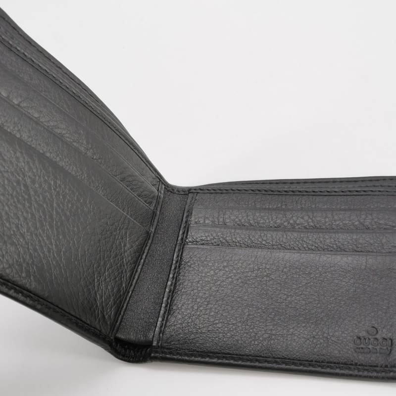 Gucci牛皮純色G字logo對折錢包-5