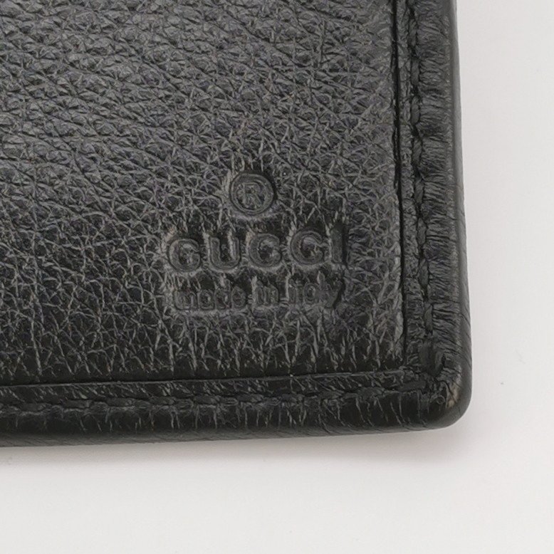 Gucci牛皮純色G字logo對折錢包-6