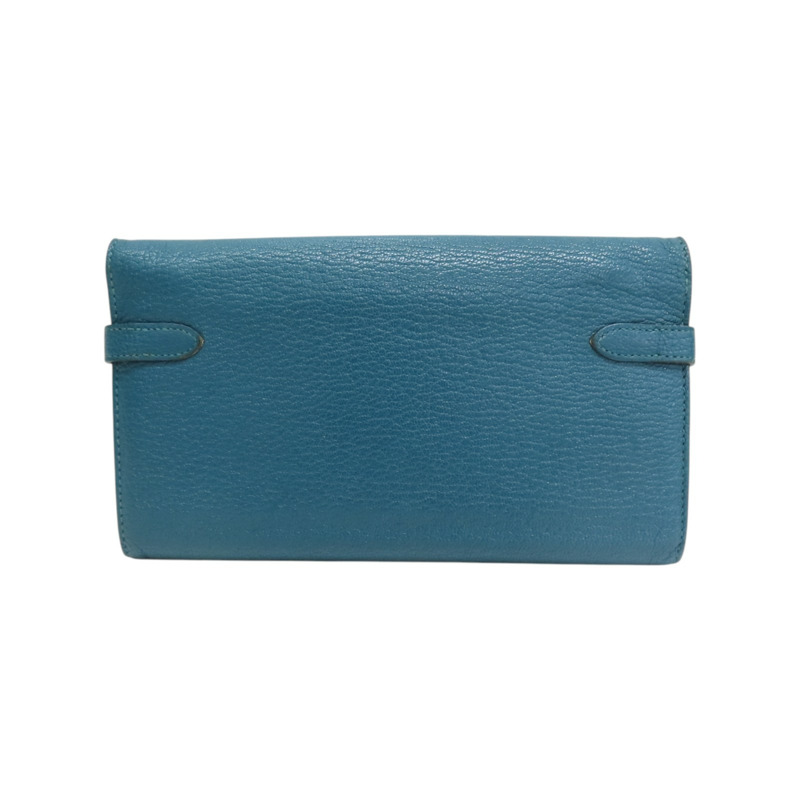 孔雀綠 Chevre山羊皮 Kelly Wallet 兩折長夾 銀扣 D刻【HERMES 愛馬仕】 H051300CK-1